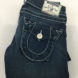 True Religion Jeans Julie Skinny Slim USA Made Flip Pocket Sz 24 X 29 Blue